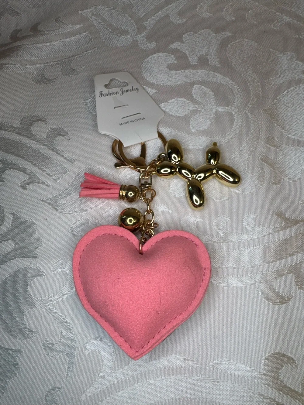 New Fashion Jewelry rainbow Heart Keychain with Gold Balloon Dog